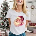 thumbnail image 2 of Christmas T Shirt for Women Xmas Satan Claus Print Short Sleeve Crew Neck Basic Tees Funny Gifts Holiday Casual Blouses, 2 of 4