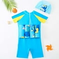 thumbnail image 5 of ZHOGXU Children'S Buoyancy Quick Dry Short Sleeve Print Beachwear Children'S Learning Swimming Training Suit,Blue,5-6 Years, 5 of 5