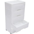 thumbnail image 6 of 5 Tier 5 Drawer Plastic Storage Cabinet White Home Vertical Stackable Clothes Storage Cabinet with Wheels Bedroom Plastic Drawers Dresser Storage Cabinet 11.4" D x 17.1" W x 31.5" H, 6 of 7