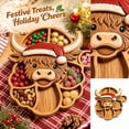 thumbnail image 6 of Highland Cow Serving Wooden Platter 9.84"x7.87" Large Kids Snack Plate Food Safe Charcuterie Board for Christmas Thanksgiving Divided Tray for Fruit Dessert Baby Food, 6 of 6