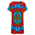 thumbnail image 5 of Colorful Stained Glass Design Women Nightgown Sleepwear Short Sleeves For Vacations Travels Nightgowns Women's Pajamas, 5 of 7