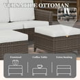 thumbnail image 6 of EAGLE PEAK Ocean Vista Patio Outdoor 3 piece Variated Brown Wicker Conversation Loveseat Set, Beige Cushions, 6 of 9