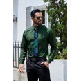thumbnail image 3 of Solid Colors Mens Dress Shirt Matching Tie Set Formal Business Wedding Shirts Long Sleeve Button Down Casual Green 6PCS, 3 of 6