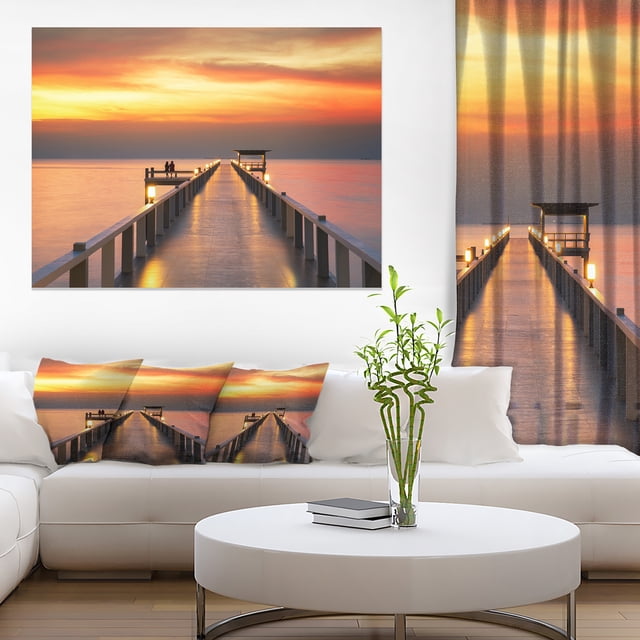 Yellowish Sky and Long Wooden Bridge