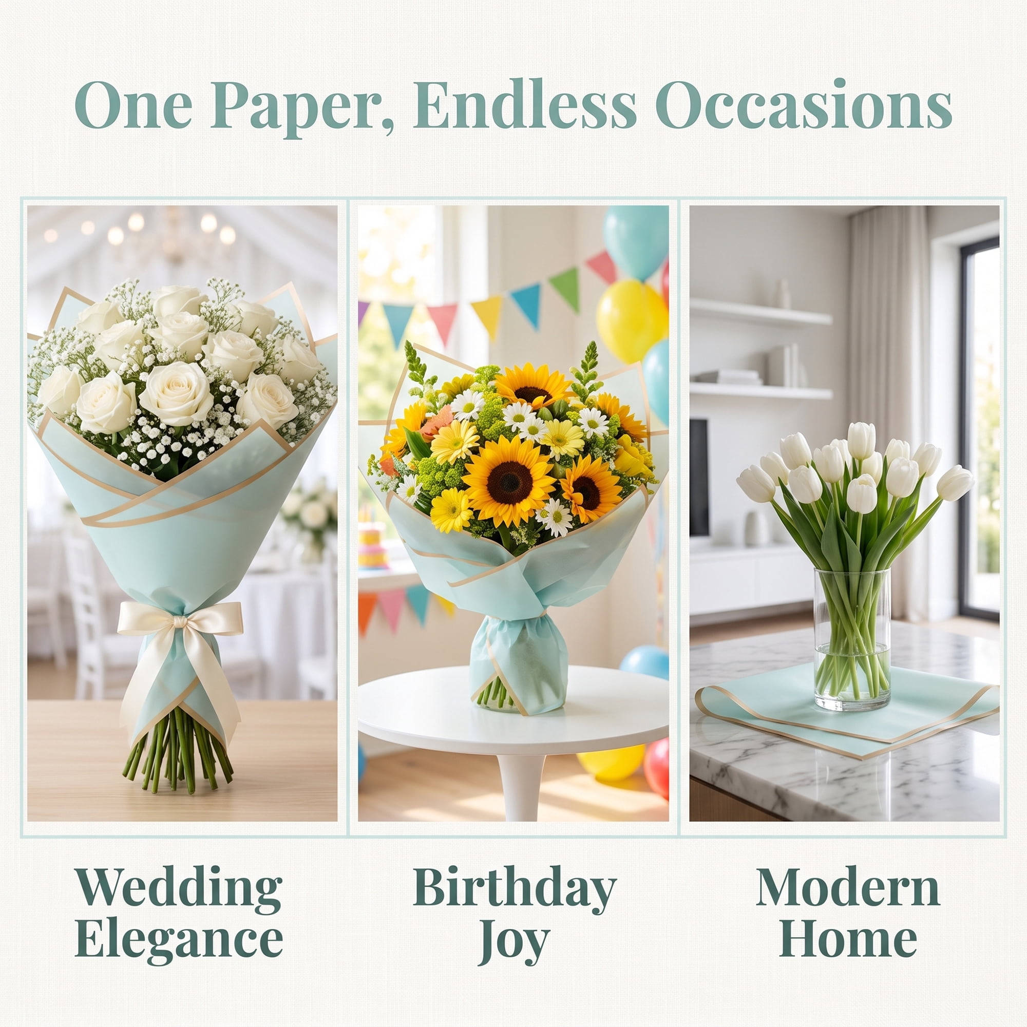 Unique Bargains 20Pcs Waterproof Luxury Matte Gift Wrapping Paper Sheets Blue 22" x 22"