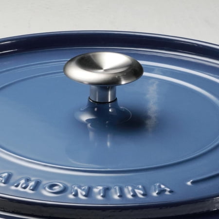 Tramontina 12 Enameled Cast Iron Skillet with Lid, Blue‼️mild stains on skillet‼️