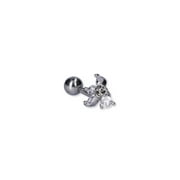Womens Silver-tone Stainless Steel Belly Button Piercing Cubic Zirconia Stones