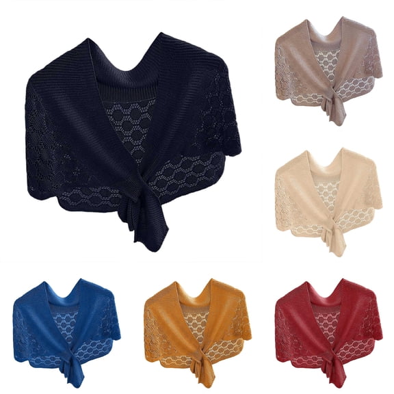 Shawl Wrap Versatile Outerwear Lace Knit Cape Lightweight Cardigan Sun Cover Up Jacket for Dresses to Cover Arm