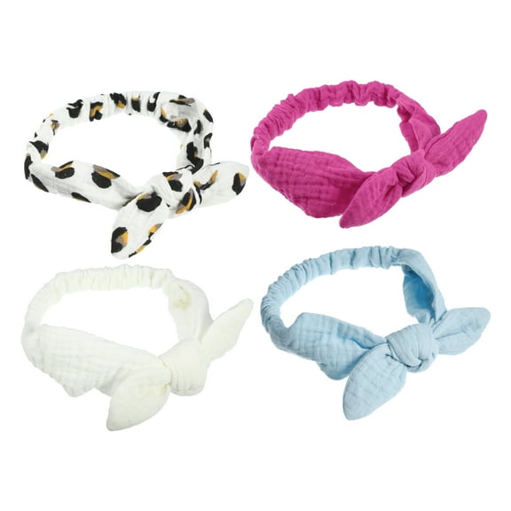 Unique Bargains 4 Pcs Fashion Wide Side Knotted Headbands for Girls 7.48"x1.97" White Blue