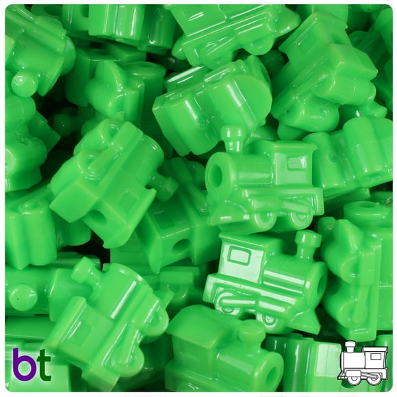 BeadTin Lime Opaque 22mm Train Pony Beads (24pcs)
