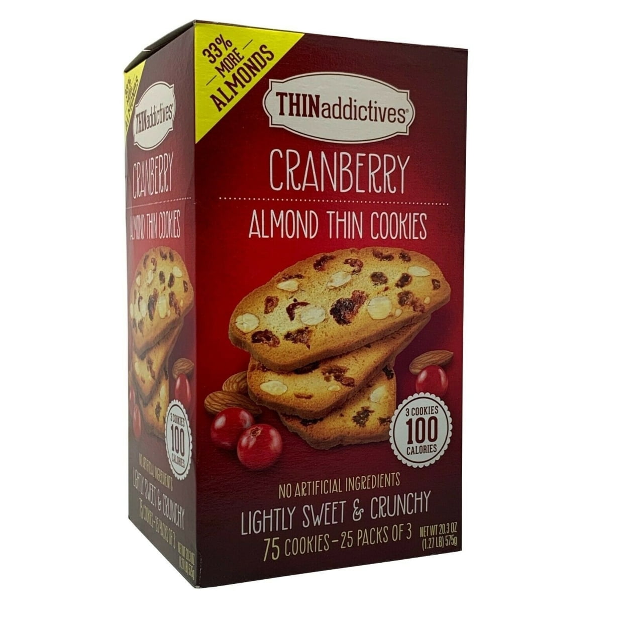 Thin Addictives Cranberry Almond Thin Cookies 20.3 Ounce (75 Count Total)