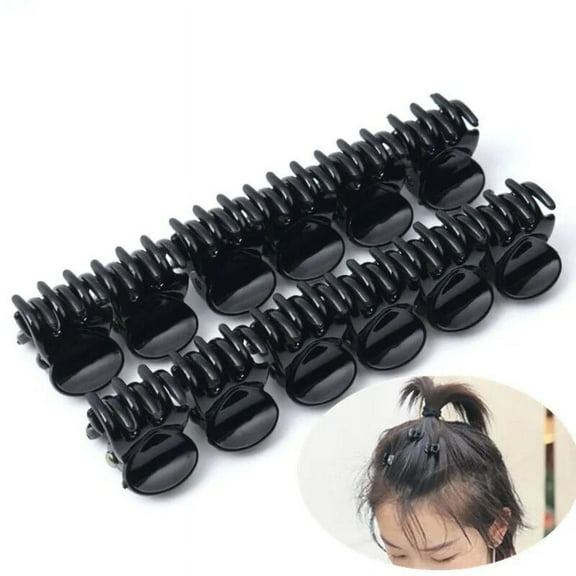 12Pcs/sets Fashion Simple Black Crab Hair Claws Women Girls New Plastic Mini Hairpins Hair Clips Clamp Hair Accessories for Gift