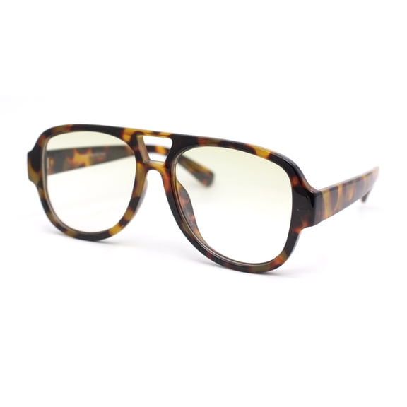 Mens Retro Thick Plastic Flat Top Racer Mafia Sunglasses Tortoise - Yellow Clear