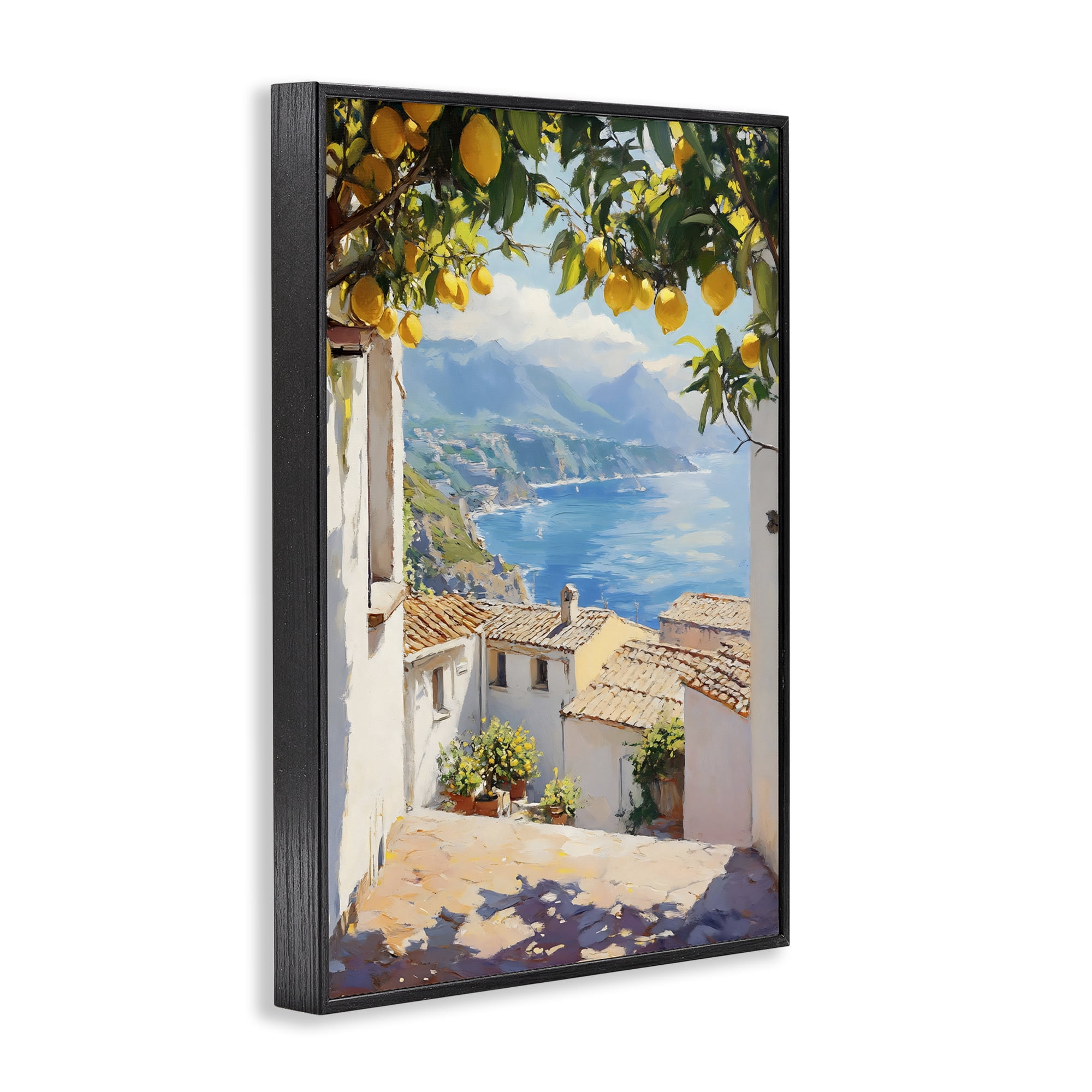 Stupell Industries Amalfi Coast Lemon Overhang Black Framed Giclee Art, design by LSR Design Studio