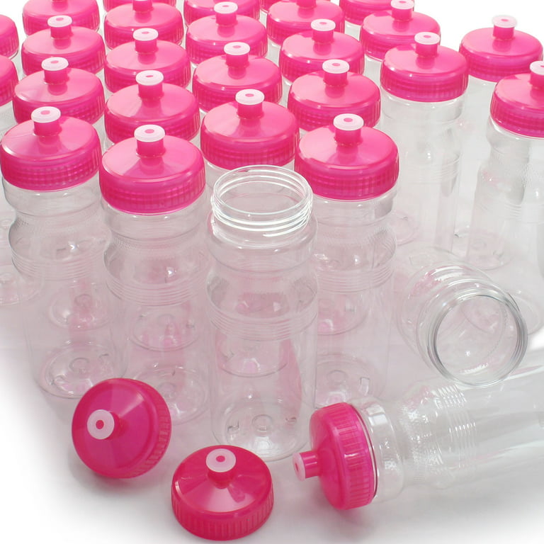  Rolling Sands BPA-Free 24 Ounce Clear with Pink Water Bottles,  Bulk 30 Pack, Made in USA : Sports & Outdoors