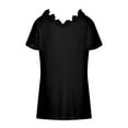 thumbnail image 6 of Babysbule Womens Summer Tops Clearance Women Casual Solid Short Sleeve V-Neck Loose Lace Blouse Tops T-Shirt, 6 of 7