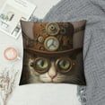 thumbnail image 2 of JRXY Steampunk Cat Throw Pillow Covers Pillow Cover with Zipper Throw Pillow Cases Double Sided Plush Pillow Covers Decorative Throw Pillows Covers for Couch Living Room Bedroom White, 2 of 5