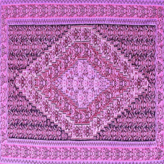 Ahgly Company Indoor Square Medallion Purple Traditional Area Rugs, 3' Square