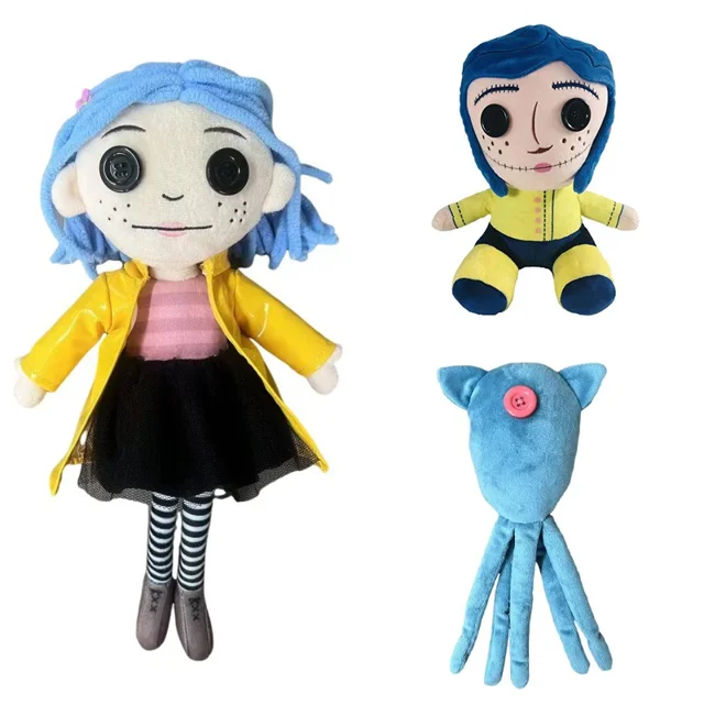 Muñeco de peluche Coraline de 9,8 pulgadas, figura de dibujos animados, almohada suave, colección de Terror, muñecas, regalo de Navidad para niños y niñas