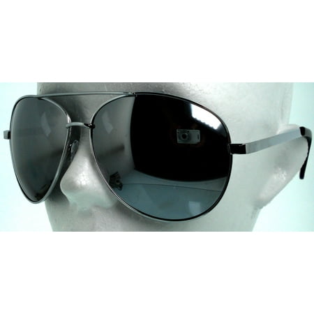 XL EXTRA LARGE Pilot Aviator Sunglasses Big Oversized 62mm Wide Frame, Silver Mirror