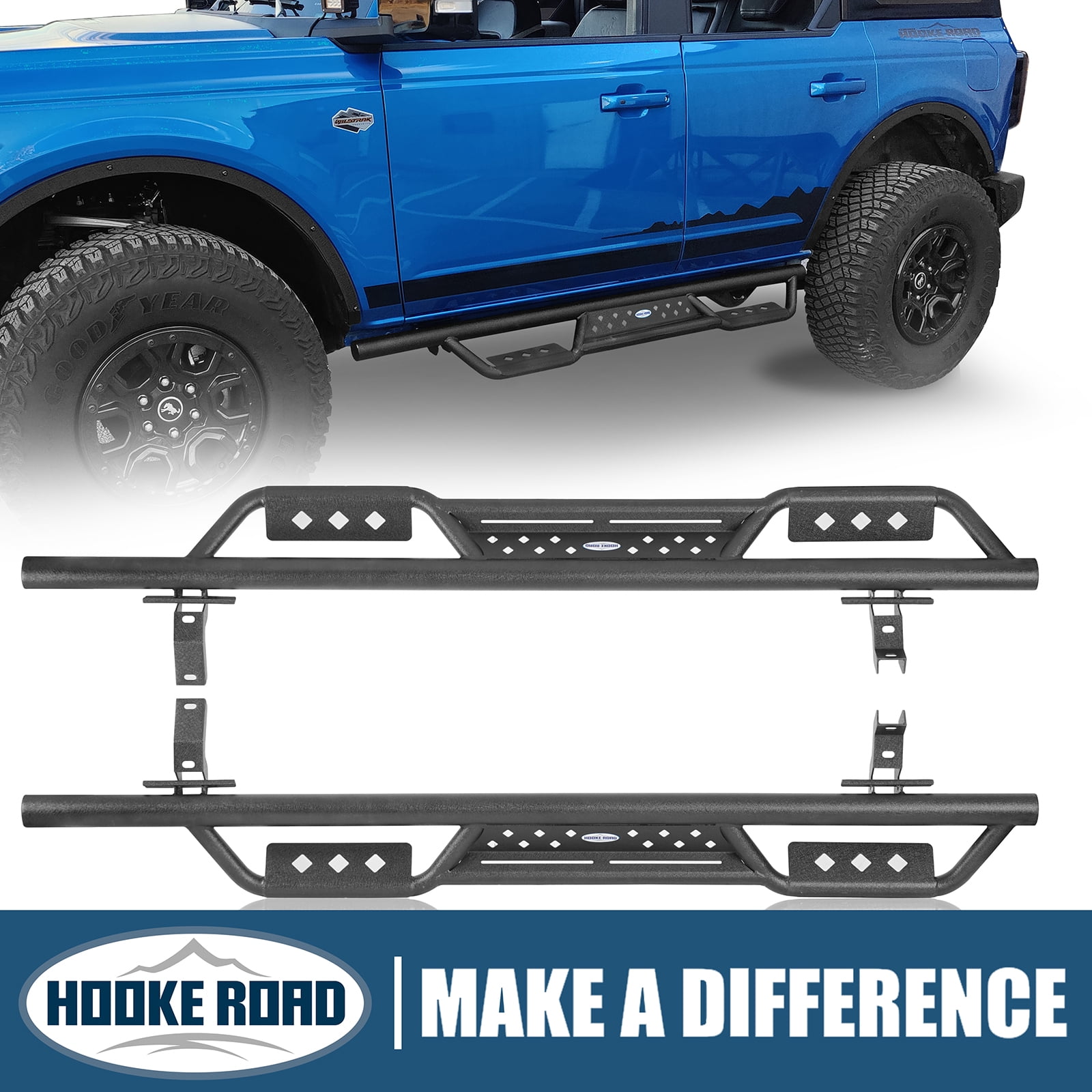 Hooke Road Fit Ford Bronco 20212023 4Door Lateral Side Step Running Board Nerf Bar