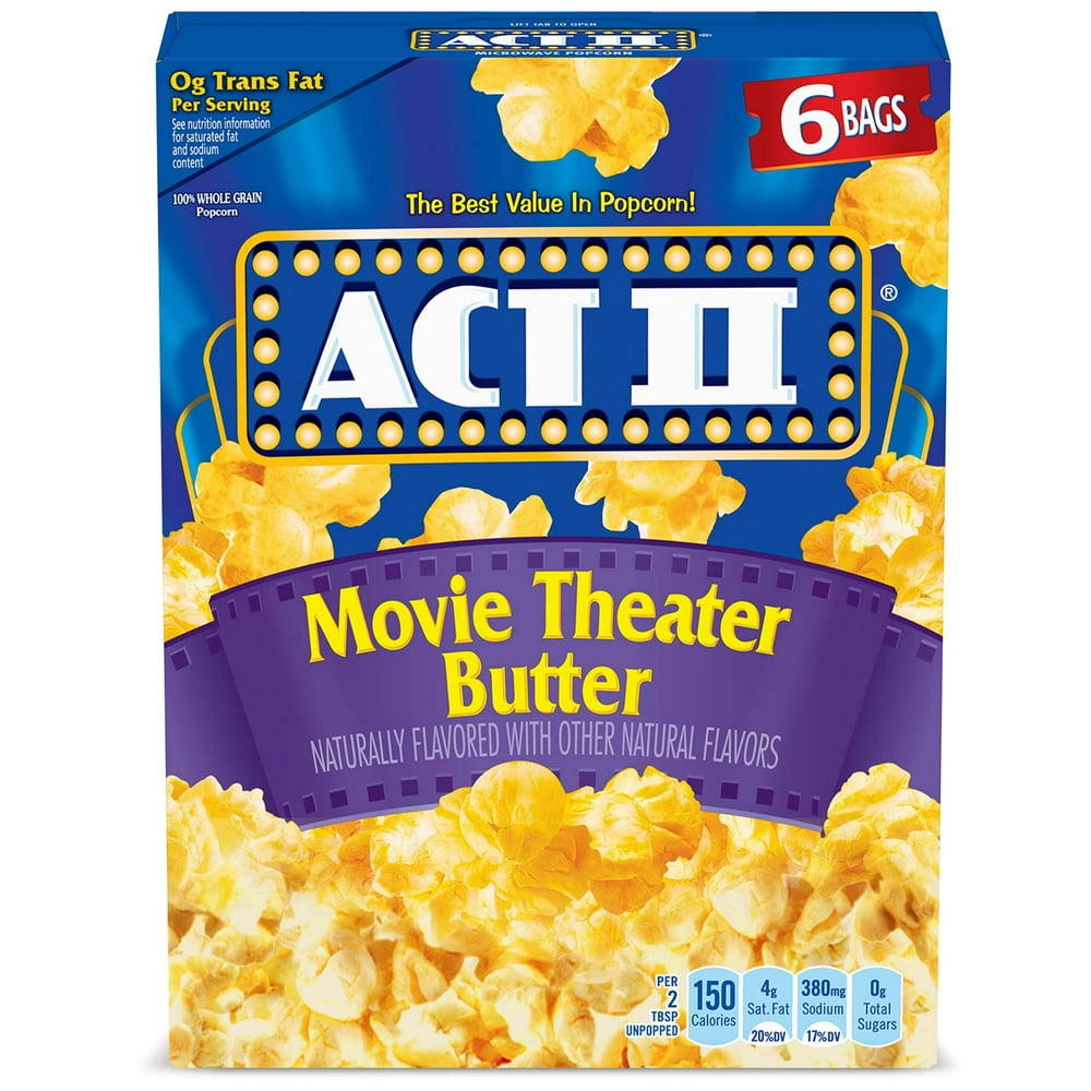ACT II Movie Theater Butter Microwave Popcorn, 6Count 2.75oz. Bags
