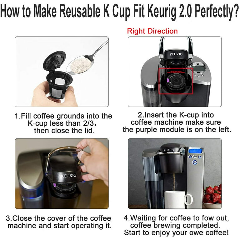  Reusable K Cups For Keurig with 100 Counts Paper K Cup Filters,  Compatible with Keurig Reusable Coffee Pods Filter 4 Pack, Refillable  Single K CUP for Keurig Coffee Maker 2.0 