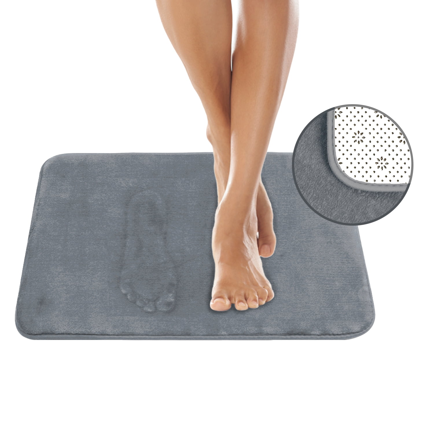 AOACreations Memory Foam Bath Rug, Bathroom Mat Set of 3 Pcs, Gray