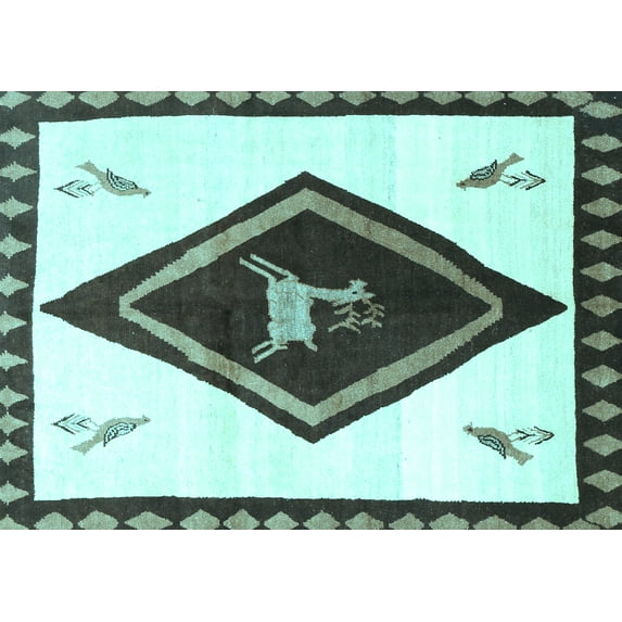 Ahgly Company Indoor Rectangle Persian Light Blue Traditional Area Rugs, 7' x 10'