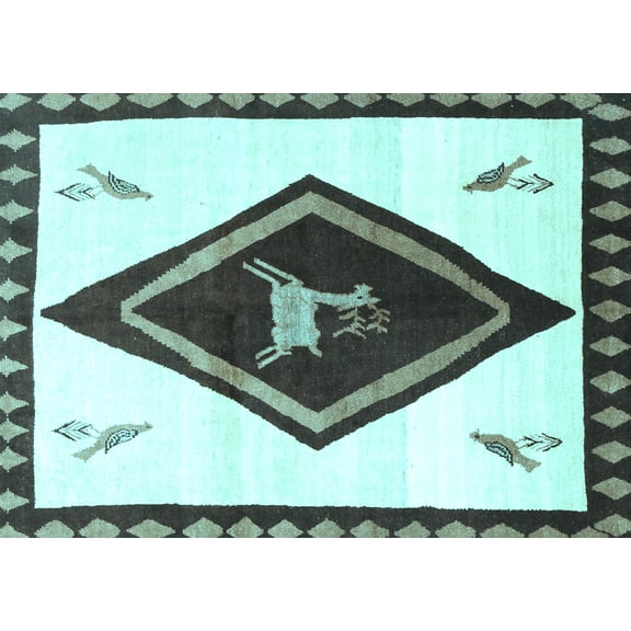 Ahgly Company Indoor Rectangle Persian Light Blue Traditional Area Rugs, 5' x 7'