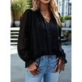 thumbnail image 4 of Women'S Casual Blouse - Dot Summer Shirts Elegent V Neck Long Sleeve Loose Dressy Office Tops Black XL, 4 of 9