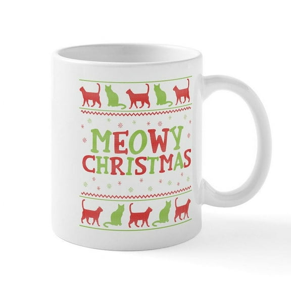 CafePress - Meowy Christmas - 11 oz Ceramic Mug - Novelty Coffee Tea Cup