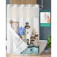 thumbnail image 2 of No Hook Shower Curtain with Snap-in Liner, Vintage Lighthouse Coastal Waterproof Fabric Bathroom Curtains, Nautical Ocean Sea Retro Art Bath Curtains & Mesh Top Window 72"x84" Long, 2 of 6