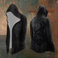 thumbnail image 2 of Viking Knit Hoodie Cardigan Hooded Long Sleeve Sweater Print Design Open Front for Men Black S, 2 of 5