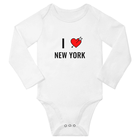 

I Love New York Funny Baby Long Sleeve Clothing Bodysuits Boy Girl Unisex (White 12-18M)