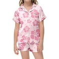 thumbnail image 2 of BOOMNY Toddler Girls 2 Peice Pajamas Sets Floral Graphic Short Sleeve Buttons Sleepwear Tops Shorts Pjs Set for Kids Cozy Loungewear Homewear, 2 of 4