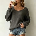 thumbnail image 5 of Edvintorg Cardigan Sweaters for Women Long Sleeve V Neck Loose Casual Knit Pullover Top Women's Clothing S-XL Gray, 5 of 9