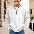 thumbnail image 2 of mgoYE Boys Quarter Zip Pullover Long Sleeve Corduroy Shirts Oversized Sweatshirts Kids Preppy Clothes Teens Hoodie(White,11-12 Years), 2 of 4