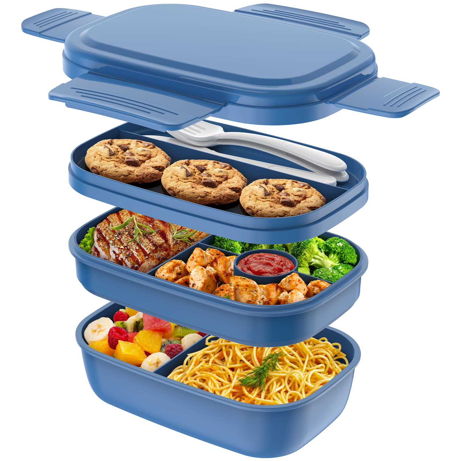 Buy Wholesale China Customized Large Stackable Food Containers With Cutlery  And Divider Lunch Box Bento & Food Containers at USD 3.72