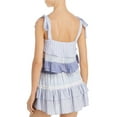 thumbnail image 2 of Surf Gypsy Women’s Striped Combo Ruffle Swim Cover-Up Tank Top, Blue/White, Medium, 2 of 2