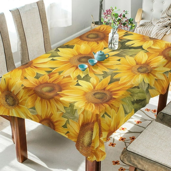 BZSMCE Square Tablecloth Sunflower Printed Pattern Tableclothes