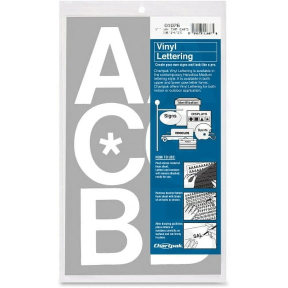 Chartpak 3-inch White Stick-on Vinyl Capital Letters Only (01076), 3 PACKS