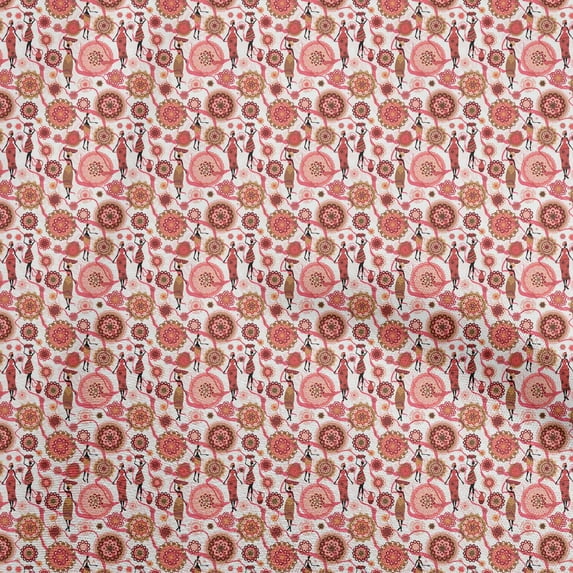 oneOone Cotton Poplin Peach Fabric African Fabric For Sewing Printed Craft Fabric By The Yard 56 Inch Wide