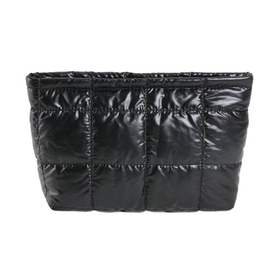 husxh Padded Quilted Makeup Storage Bag Large Capacity Makeup Organizer Bag Solid Color Women Makeup Pouch Puffer Makeup Bag