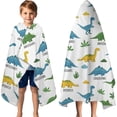 thumbnail image 3 of Dinosaur Pattern with Names Hooded Bath Towel，60"x35" for Ages 3 To 12 Kids, Quick Dry Lightweight Soft Microfiber Hood Beach Towel Cover Up for Kids, 3 of 7