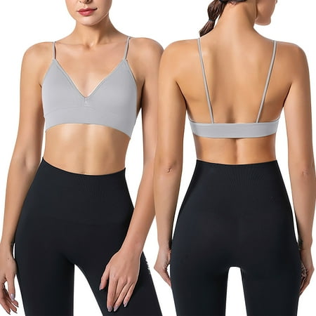 

CLZOUD Bras for Women Grey Women s Solid Color Seamless Thin Belt Thin Elastic Casual Bottom Bra Yoga Underwear M