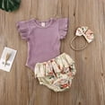 thumbnail image 6 of 3Pcs Newborn Infant Baby Girl Clothes Ruffle Romper Bodysuit Floral Shorts Summer Outfit, 6 of 7