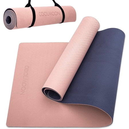 1/4 Inch Extra Thick Non Slip Yoga Mat TPE Double-Sided Fitness Mat for Yoga,Pilates,Workout,Light Pink