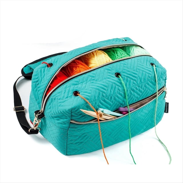 Organizador de Bolsa de Ganchillo Bolsa de Tejer Organizador de Almacenamiento de Hilo - Bolsa de Hilo para Crochet - Soporte de Hilo para Crochet Azul