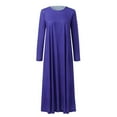 thumbnail image 4 of WTXUE Robes Maxi, Robe Maxi Trapèze à Manches Longues à Col Rond, Robe Longue Bohème Décontractée à Fleurs Ample Unie pour Femme Grande Taille, Taille M, 4 of 5